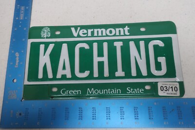 Vermont License Plate 2003 03 VT Vanity Money Win Winner Sale Earn KACHING