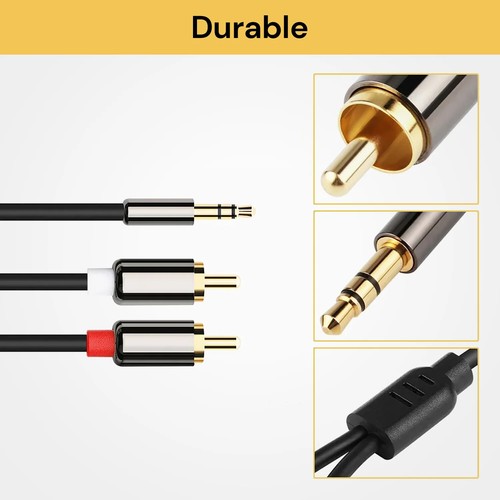 Gold Plated Premium Stereo Audio 3.5mm Aux Jack to 2 RCA 1m~5m converter Cable - Picture 7 of 17