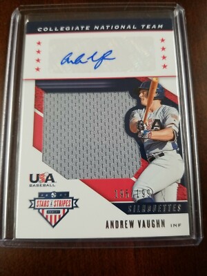 Andrew Vaughn White Sox 2019 Stars Stripes Silhouettes Jersey Auto  #195/199