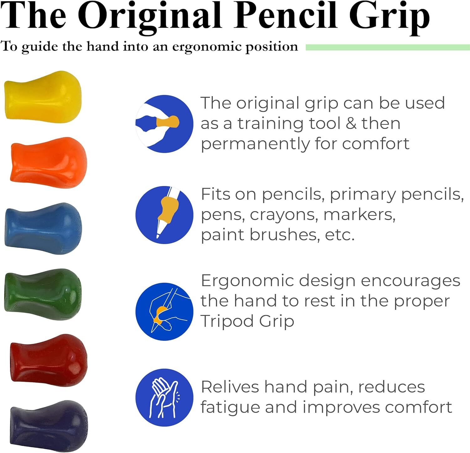 Pencil Grips Pack Of 6 Multicolor Ergonomic Writing Aid For Kids And Adults