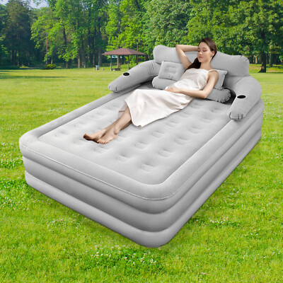 Bed Mattress with Pump&Pillow Set Inflatable High Raised Double King Size Air US