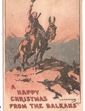 GB MILITARY WW1 Art Postcard *HAPPY CHRISTMAS FROM THE BALKANS* Signed 1917 KS60