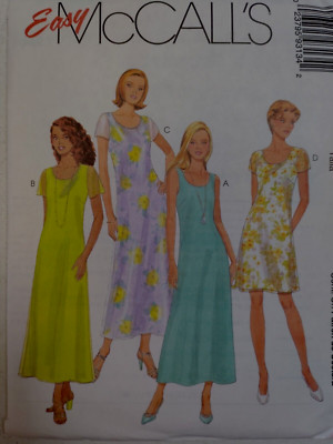 Tank Dress 10 12 14 McCalls 9313 Sewing Pattern UC McCall's Easy Pullover Long