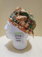 Deer/Bucks  Does Men's Skull/Chemo Surgical Scrub Hat/Cap Handmade
