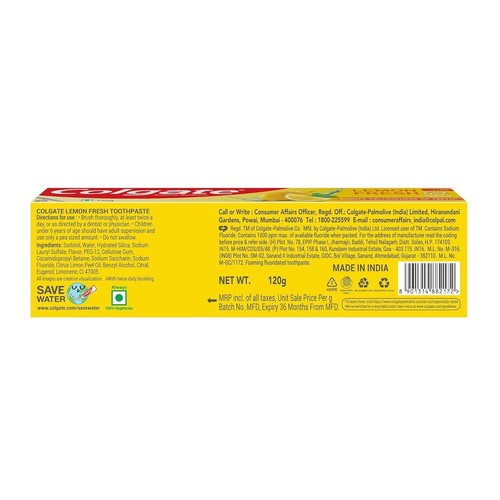 Colgate Lemon Fresh Gel Toothpaste, Fights Yellowness of Teeth Freshens Breath - Picture 2 of 9