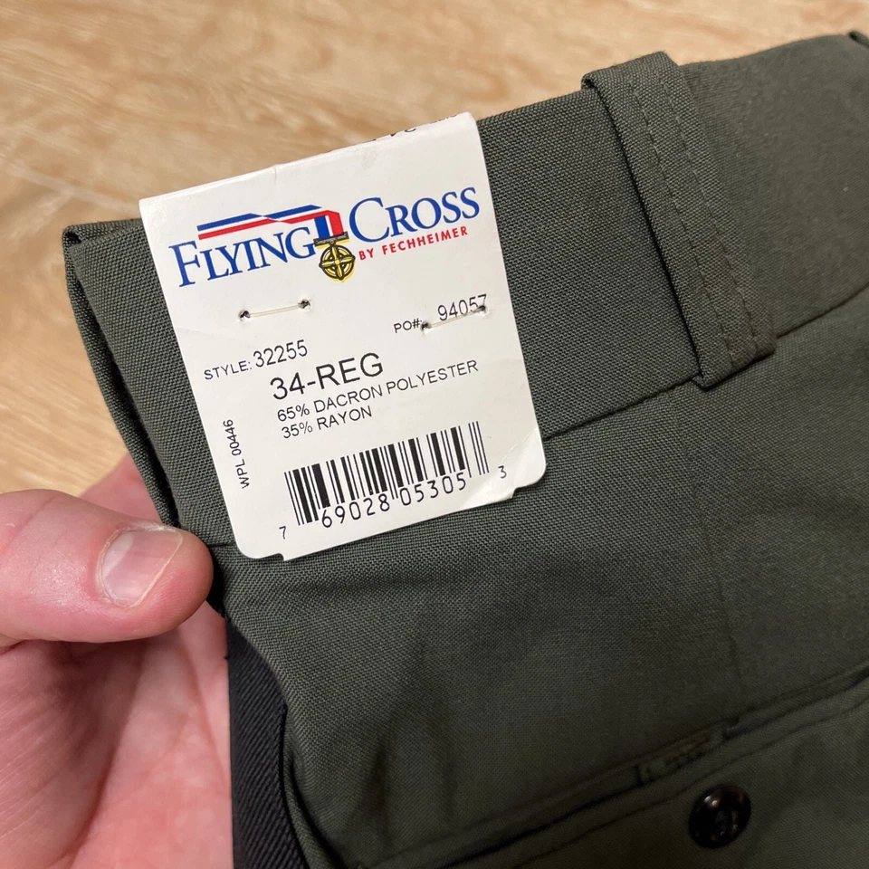 Flying Cross Men's Polyester & Rayon Green Black Stripe Pants 34 REG *Unhemmed* - Image 2 of 4