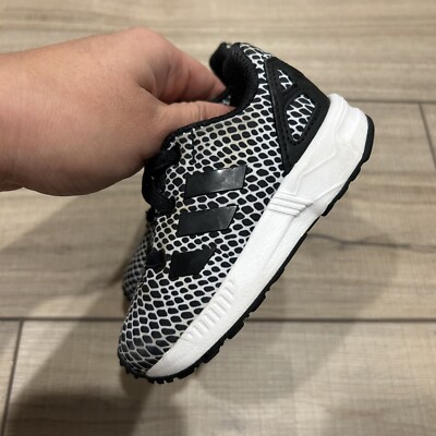Adidas ZX Flux EL Black Snakeskin Infant Baby 5K Casual Adidas ZX Flux EL Black Snakeskin Infant Baby 5K Casual