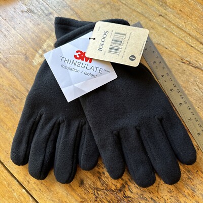 Igloos Mens Sweater Fleece Gloves Pro Text Technology Black style 50-766 Size M