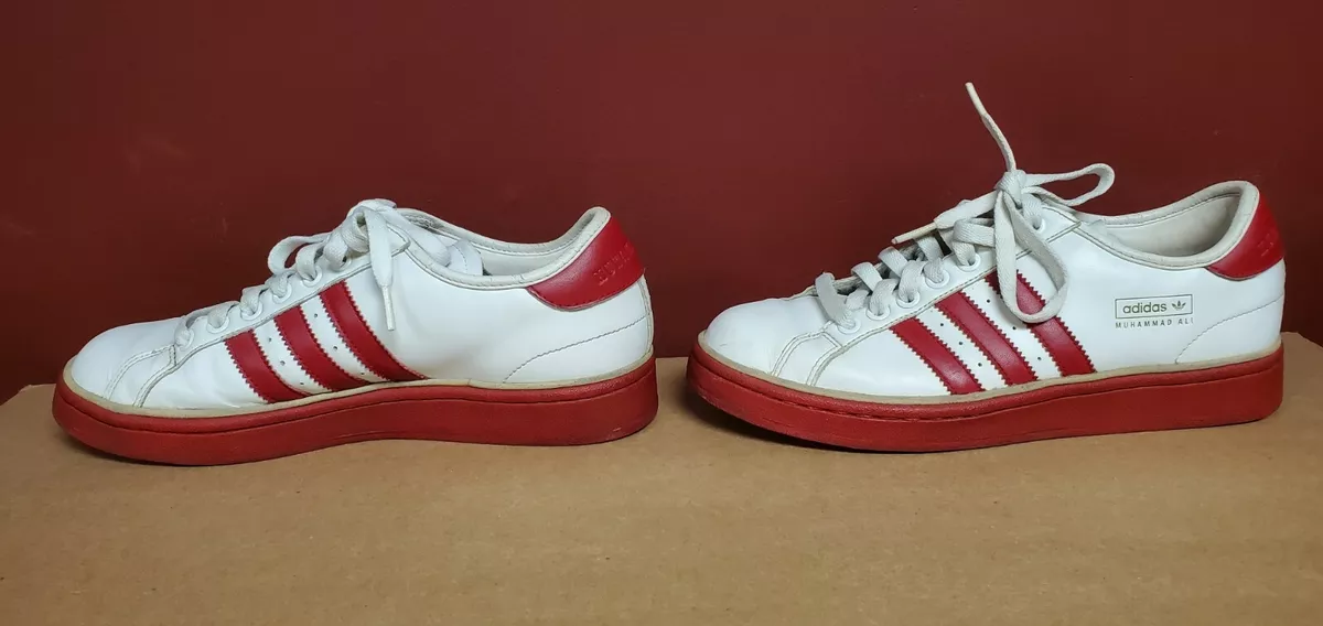 ADIDAS Muhammad Ali White Red Stripes Leather LowTop Shoes 8 US eBay