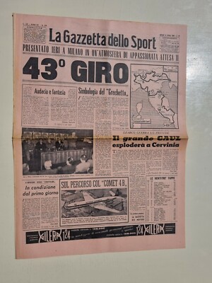 Gazzetta Dello Sport April 14 1960 Giro D'Italia - Olympic Airways Comet 4B
