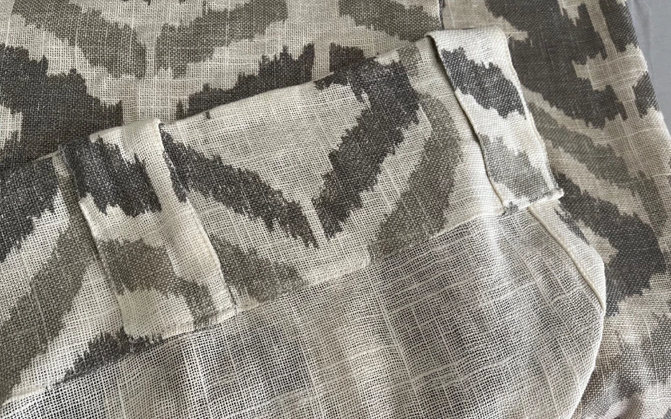 West Elm Beige Pattern Linen/Cotton  48x84"  Unlined Curtain ONE Panels - Image 3 of 4