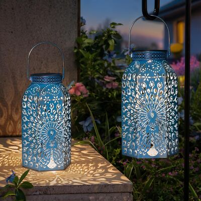Outdoor Solar Lanterns Waterproof Peacock Garden Gifts Women Mom, Big Solar L...