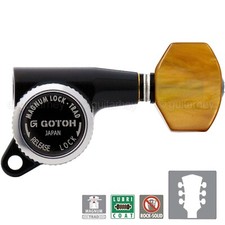 NEW Gotoh SG381-P8 MGT Locking Tuners Keys L3 R3 SMALL AMBER Buttons 3x3 - BLACK
