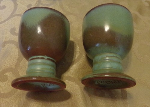 2 jarrones vasos Frankoma Pottery Plainsman con patas verdes 26LC ¡En muy buen estado! - Imagen 5 de 5