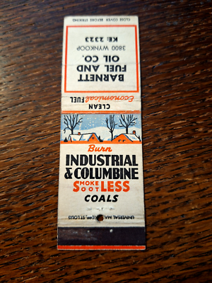Vintage Matchbook: Industrial & Columbine Coal, Barnett Fuel & Oil