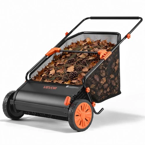 VEVOR Push Lawn Sweeper 26 in Leaf & Grass Collector 7 cu.ft. Hopper Bag Durable - product listing photo