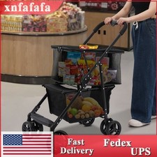 Collapsible Shopping Cart Utility Trolley Cart with Removable Tote Swivel Wheels