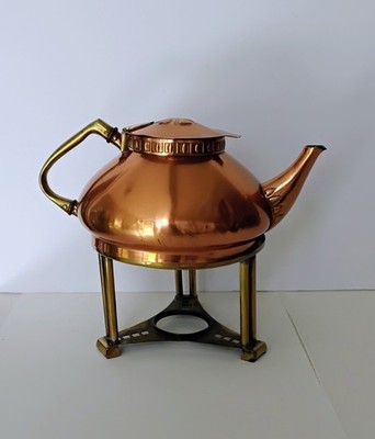 Antique 1914-1915 German Kettle Copper Body & Brass Base, Bought from Tiffany NY