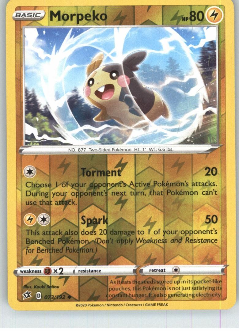 Morpeko 073/192 Uncommon Rebel Clash Pokemon Reverse Holo Lightly Played