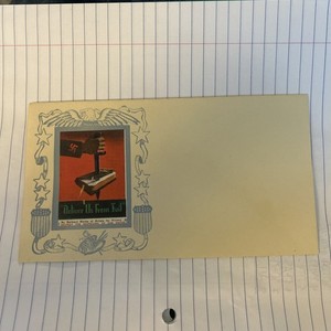 20 Deliver Us from Evil WW II World War Poster Stamp Trimmed for Cachet