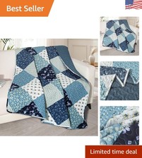 Reversible Boho Quilted Throw Blanket, 50"x60" in Vibrant Floral Design