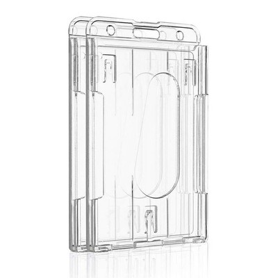 Pawfly 2 Pack Vertical 2-Card Badge Holder with Thumb Slot Hard Transparent PC