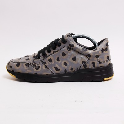 Gucci Grey Leopard Print Fabric Reflex Sneakers Sz 37 EU 6.5 Women's - Mens 5
