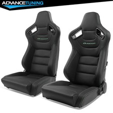 Reclinable Racing Seat Dual Slider X2 Black Pu Carbon Leather Back Reclinable Racing Seat Dual Slider X2 Black Pu Carbon Leather Back