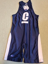 Cliff Keen CATS Wrestling Singlet Unitard Navy White Men's Large NWT
