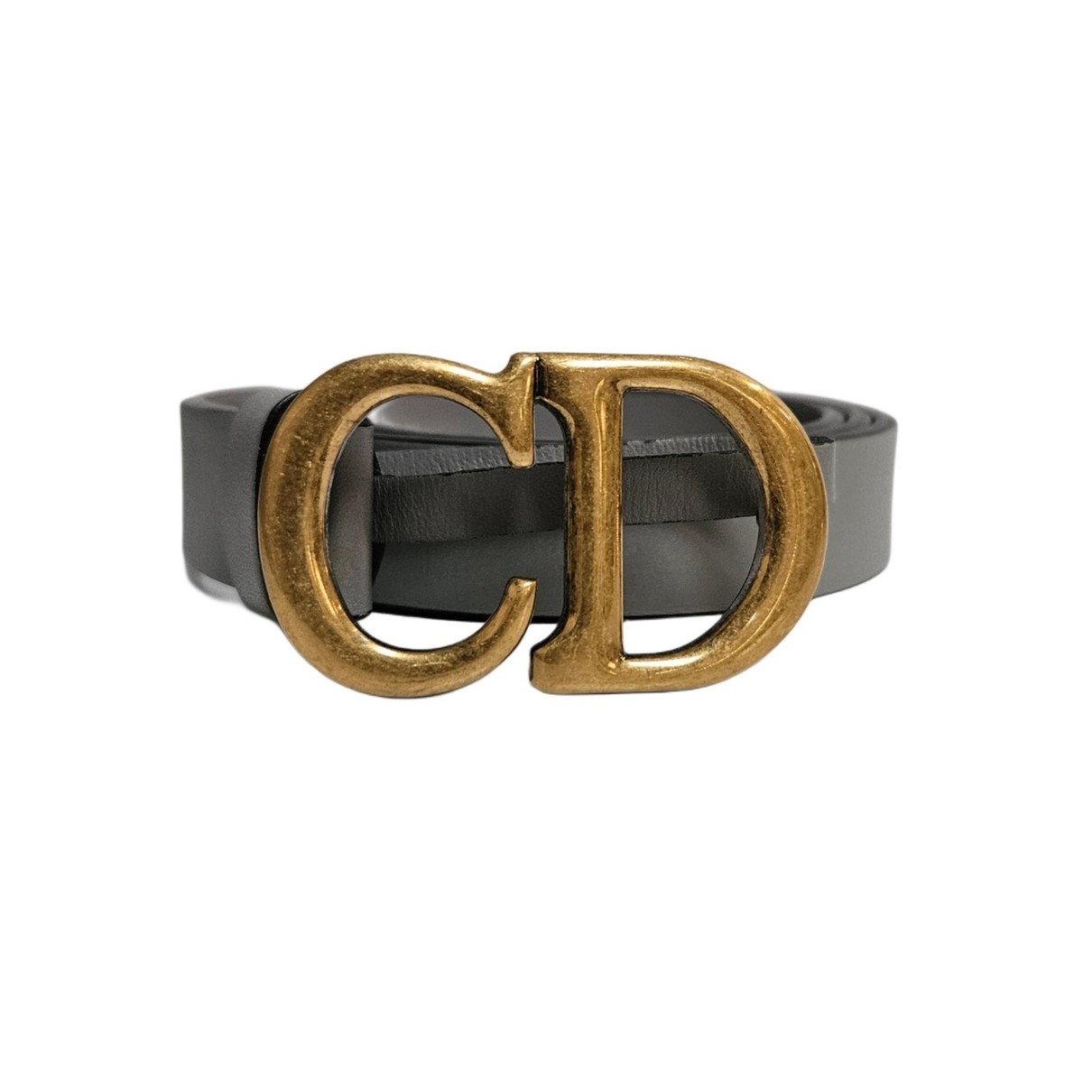 Christian Dior Grey Leather CD Logo Buckle Belt | eBay