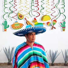 Mexican Fiesta Hanging Swirl Decorations Cinco De Mayo Supplies 15 PCS