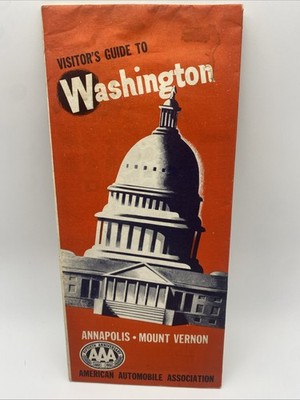 1952 Vintage AAA Washington D.C. Visitors Guide Map Annapolis Highway Travel F32