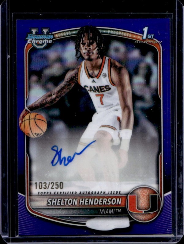 2025-26 Bowman Shelton Henderson Chrome Auto Purple Refractor 1st Prospect #/250