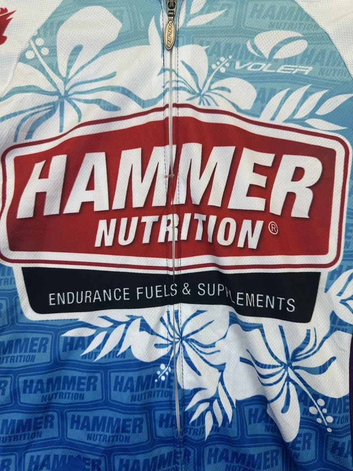 Camiseta feminina Hammer Nutrition ciclismo pequena feita nos EUA bicicleta floral - Imagem 2 de 4