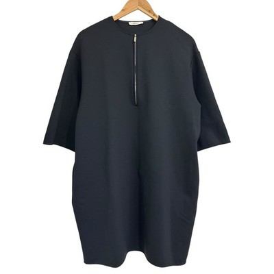 THE ROW Half-Zip Knee-Length Bonded Dress, XS, Charcoal Gray Women USED