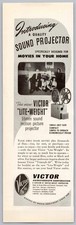 1947 Victor Lite-Weight Movie Projector Vintage Print Ad Movies in Your Home