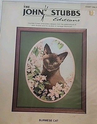 Jhon Stubbs Editions Burmese Cat Cross Stitch Chart Design