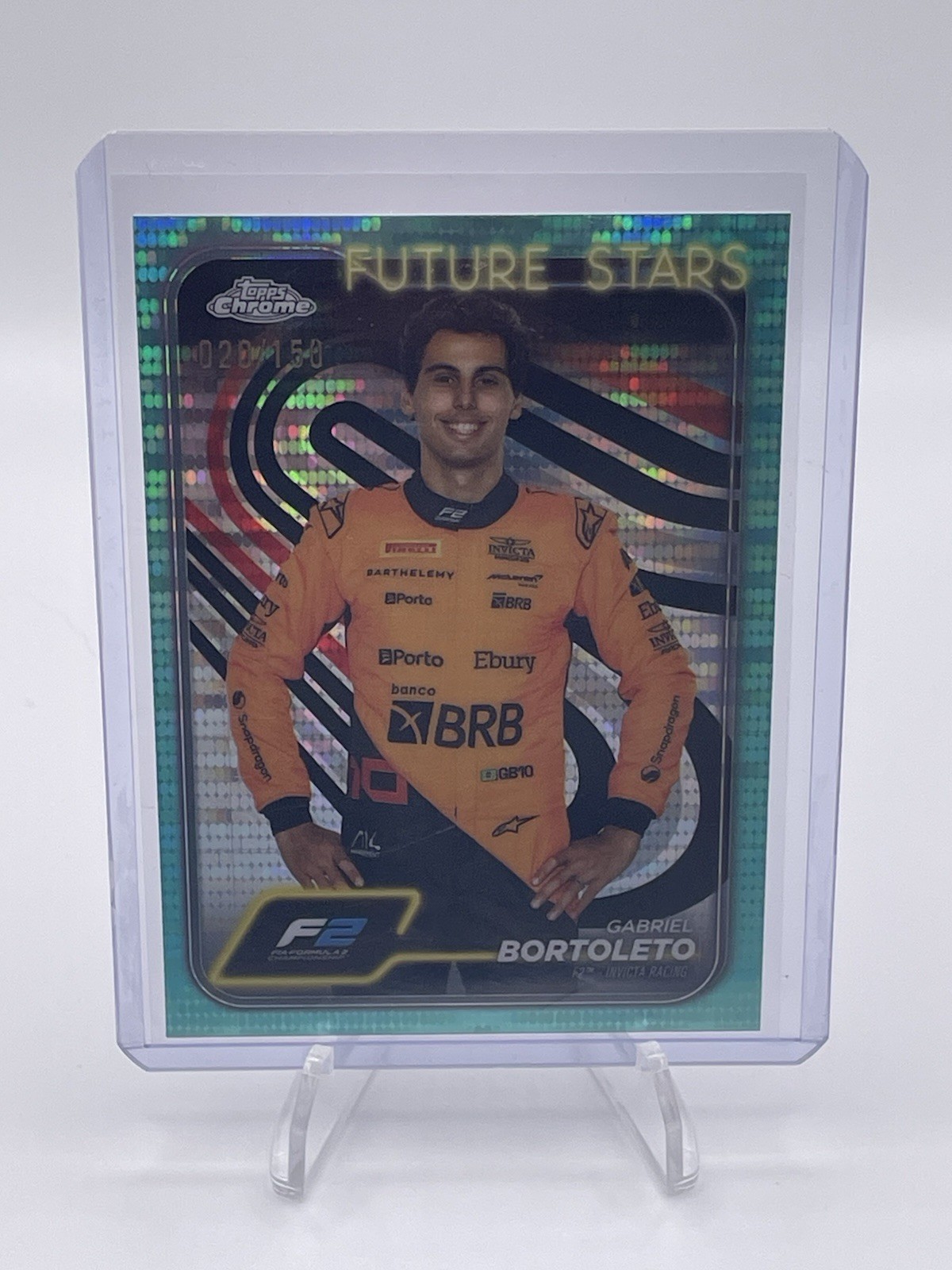 GABRIEL BORTOLETO 2024 Topps Chrome Formula 1 F1 F2 #28 Aqua Sonar /150