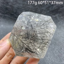 Natural Black Quartz Rutilated Crystal Freeform Polished Quartz Rock Healing