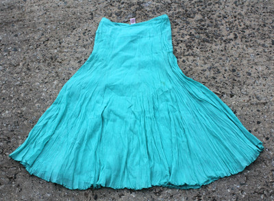 Ruby Rd Aqua Blue Turquoise Pleated Peasant Midi Skirt (Size 6) 100% Cotton