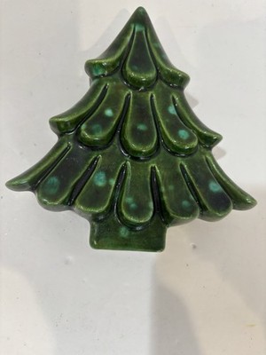 Vintage Christmas Tree Trinket Box Covered Dish Gingerbread Holiday Decor