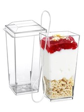 SHOPDAY 3 oz Mini Dessert Cups with Lids and 50 Count Pack of 1 , Clear
