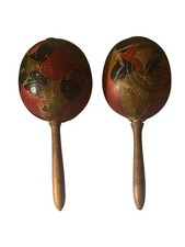 vintage '50s set of 2 Cuban maracas, hand crafted in Cuba