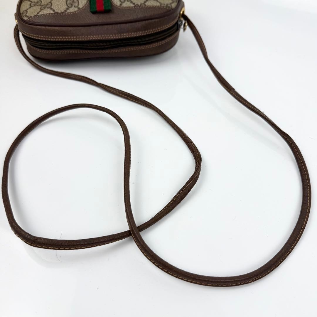 GUCCI Mini Shoulder Bag GG Supreme Sherry Line Beige PVC Leather Authentic thumbnail 12