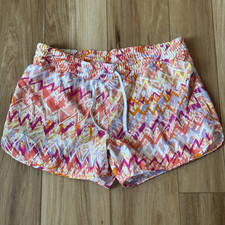 Columbia Girls Geometric Multicolor Shorts L Drawstring Elastic Waist Pocket