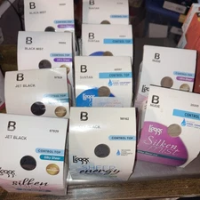 10 Leggs Pantyhose Size B Medium Silken Mist And Sheer Energy Black Suntan Nude