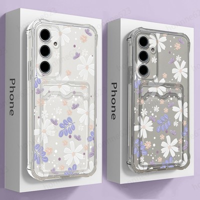 Hülle für Samsung S25 S24 S23 S22 A56 A16 Blumen TPU Kartenfach Mädchen Cover