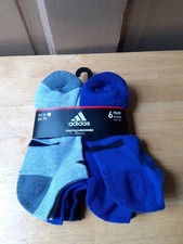 Adidas Youth Boys 6 Pair No Show Socks Shoe Size 5Y-7Y NEW WITH TAGS