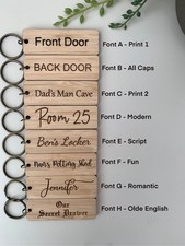 Personalized Wooden Key Fob Engraved House Room Key Ring Label Tag Custom Gift