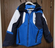 Obermeyer Fleet Jacket Boys Kids Size 6-7, Blue Black Ski Snowboard Winter